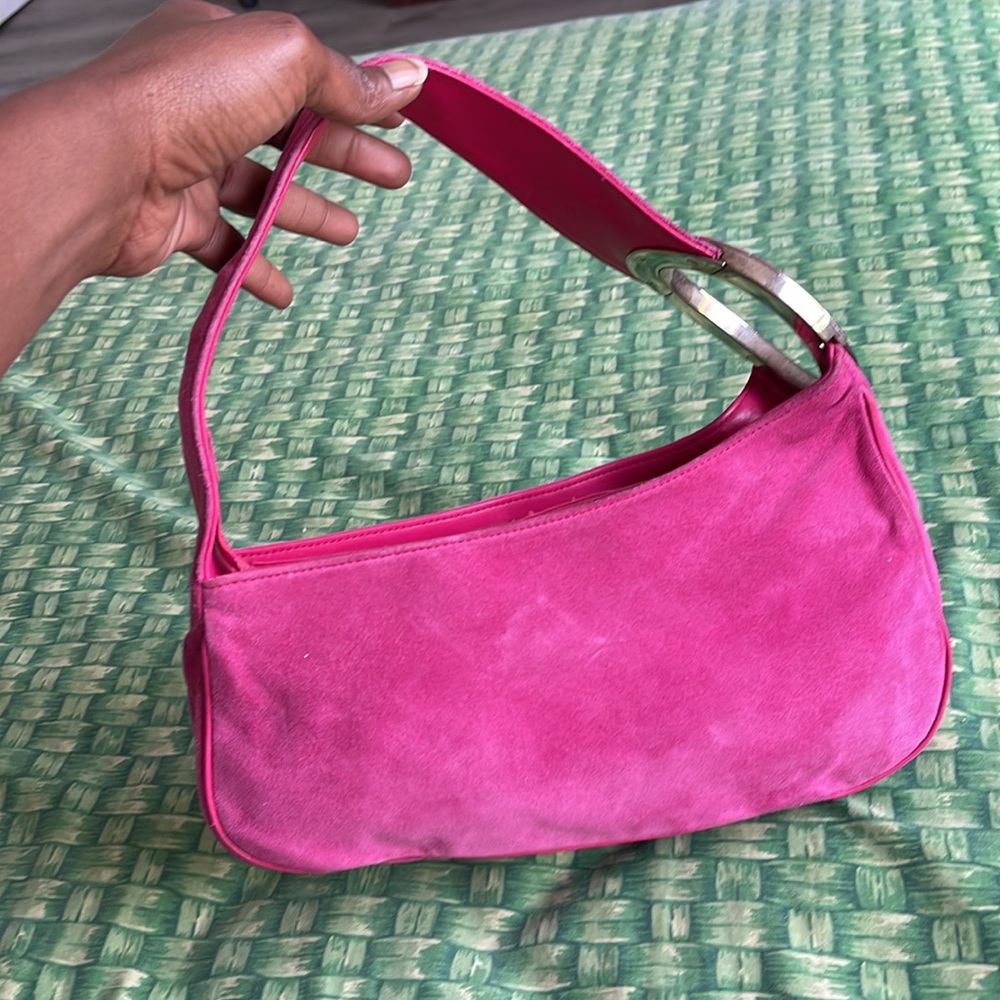 Sergio Rossi made in Italy Y2K Barbiecore suede shoulder bag - Picture 4 of 11